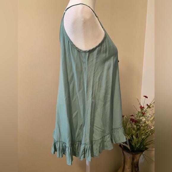 Mustard Seed Spaghetti Strap light sea foam green blouse; small; worn once - Picture 3 of 6